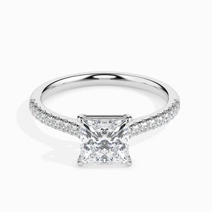 70-Pointer Princess Cut Solitaire Diamond Shank Platinum Ring JL PT 19012-B