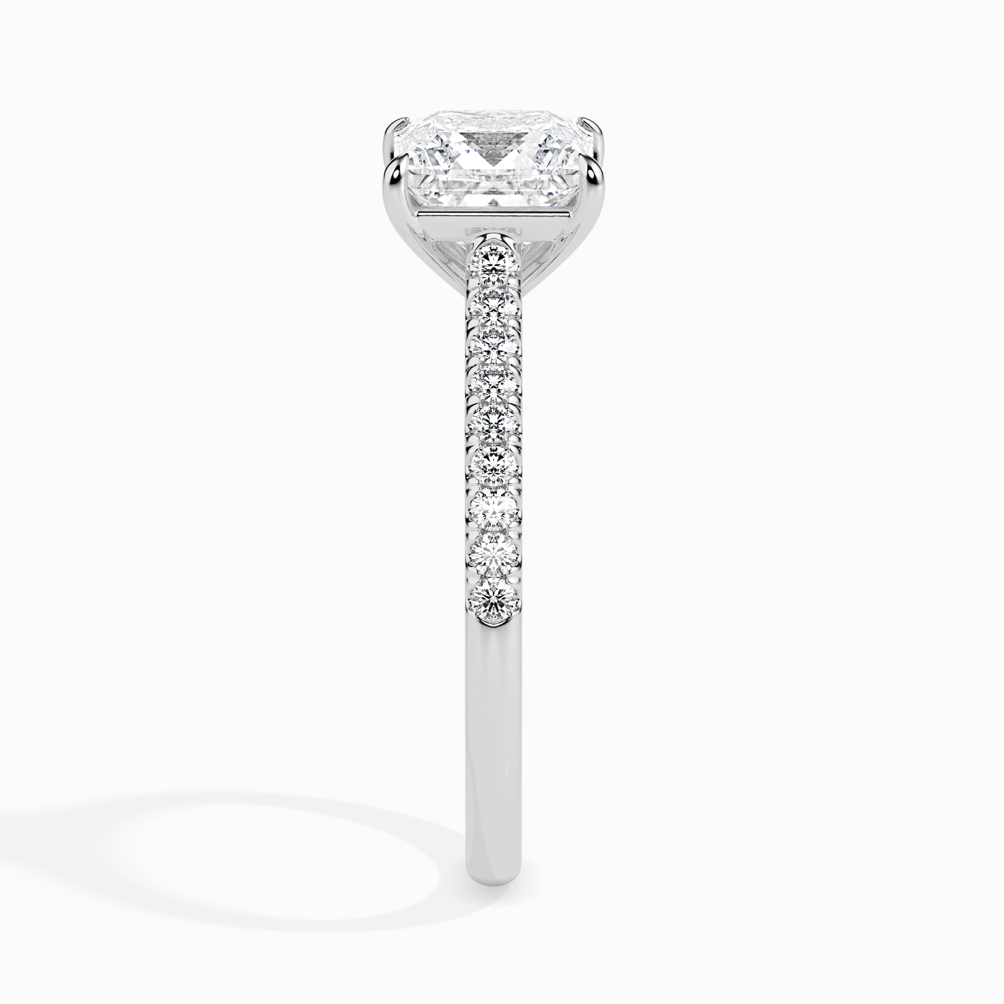 70-Pointer Princess Cut Solitaire Diamond Shank Platinum Ring JL PT 19012-B