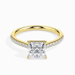 Load image into Gallery viewer, 50-Pointer Princess Cut Solitaire Diamond Shank 18K Yellow Gold Ring JL AU 19012Y-A   Jewelove.US

