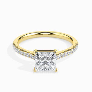 50-Pointer Princess Cut Solitaire Diamond Shank 18K Yellow Gold Ring JL AU 19012Y-A   Jewelove.US