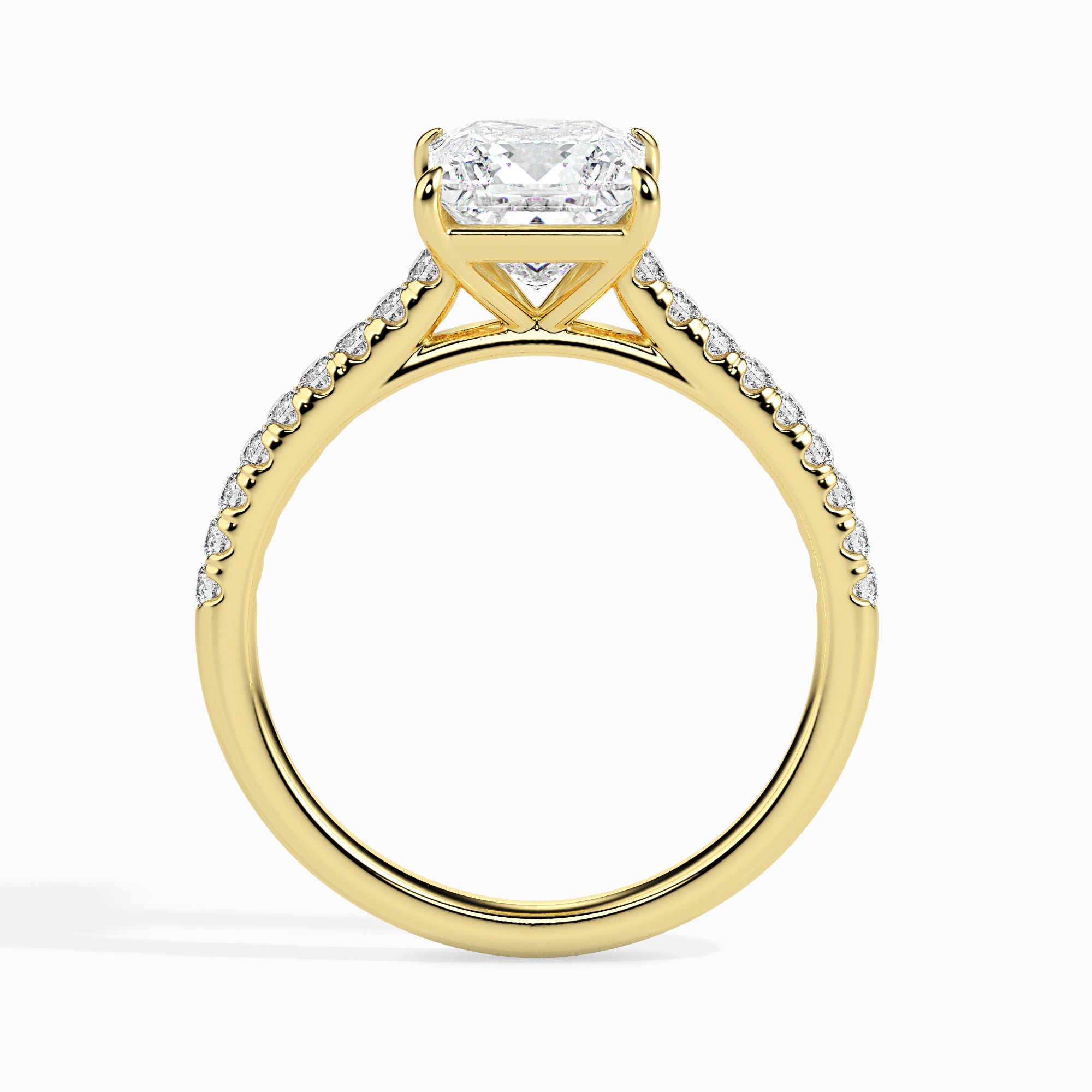 50-Pointer Princess Cut Solitaire Diamond Shank 18K Yellow Gold Ring JL AU 19012Y-A   Jewelove.US
