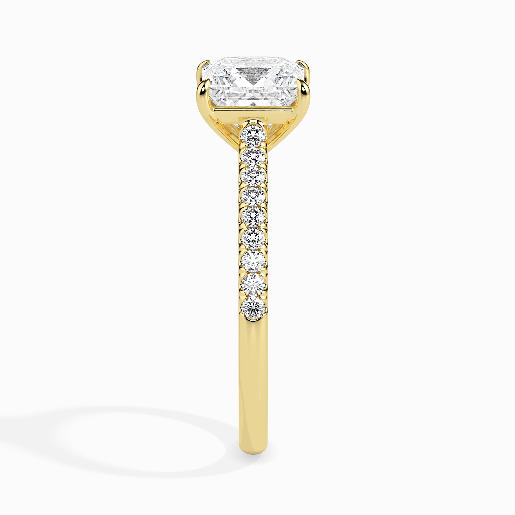 70-Pointer Princess Cut Solitaire Diamond Shank 18K Yellow Gold Ring JL AU 19012Y-B