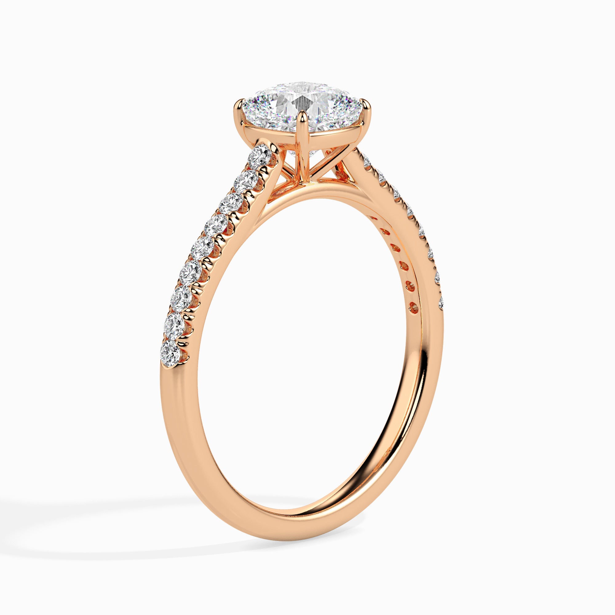 70-Pointer Cushion Cut Solitaire Diamond Shank 18K Rose Gold Ring JL AU 19013R-B   Jewelove.US