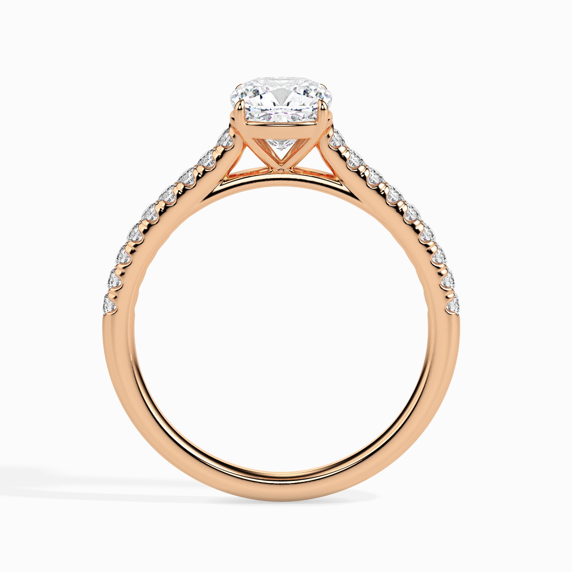 70-Pointer Cushion Cut Solitaire Diamond Shank 18K Rose Gold Ring JL AU 19013R-B