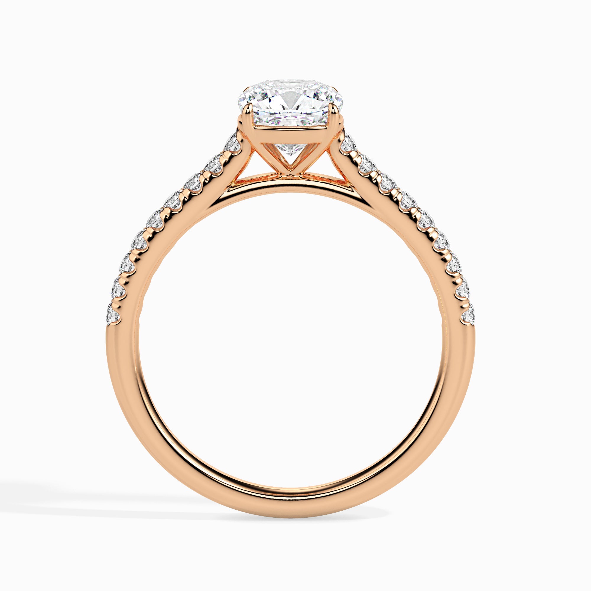 70-Pointer Cushion Cut Solitaire Diamond Shank 18K Rose Gold Ring JL AU 19013R-B   Jewelove.US