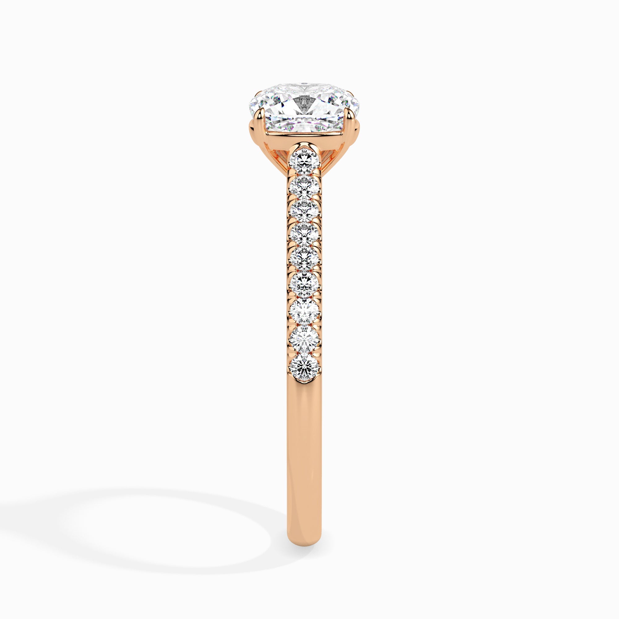 70-Pointer Cushion Cut Solitaire Diamond Shank 18K Rose Gold Ring JL AU 19013R-B   Jewelove.US