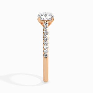 70-Pointer Cushion Cut Solitaire Diamond Shank 18K Rose Gold Ring JL AU 19013R-B