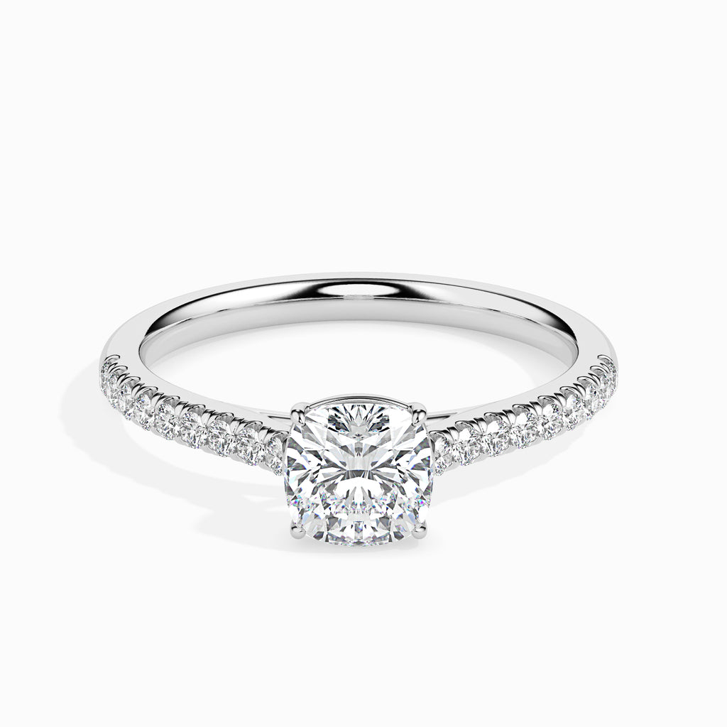 30-Pointer Cushion Cut Solitaire Diamond Shank Platinum Engagement Ring JL PT 19013   Jewelove.US