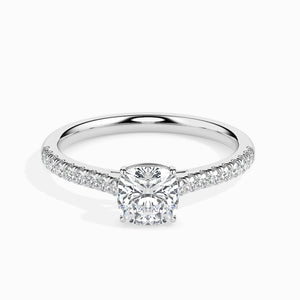 70-Pointer Cushion Cut Solitaire Diamond Shank Platinum Engagement Ring JL PT 19013-B