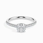 Load image into Gallery viewer, 50-Pointer Cushion Cut Solitaire Diamond Shank Platinum Engagement Ring JL PT 19013-A

