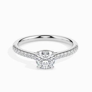 50-Pointer Cushion Cut Solitaire Diamond Shank Platinum Engagement Ring JL PT 19013-A   Jewelove.US
