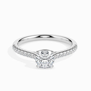 50-Pointer Cushion Cut Solitaire Diamond Shank Platinum Engagement Ring JL PT 19013-A