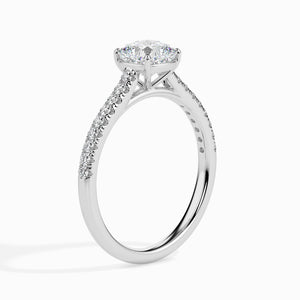 70-Pointer Cushion Cut Solitaire Diamond Shank Platinum Engagement Ring JL PT 19013-B