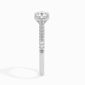 70-Pointer Cushion Cut Solitaire Diamond Shank Platinum Engagement Ring JL PT 19013-B