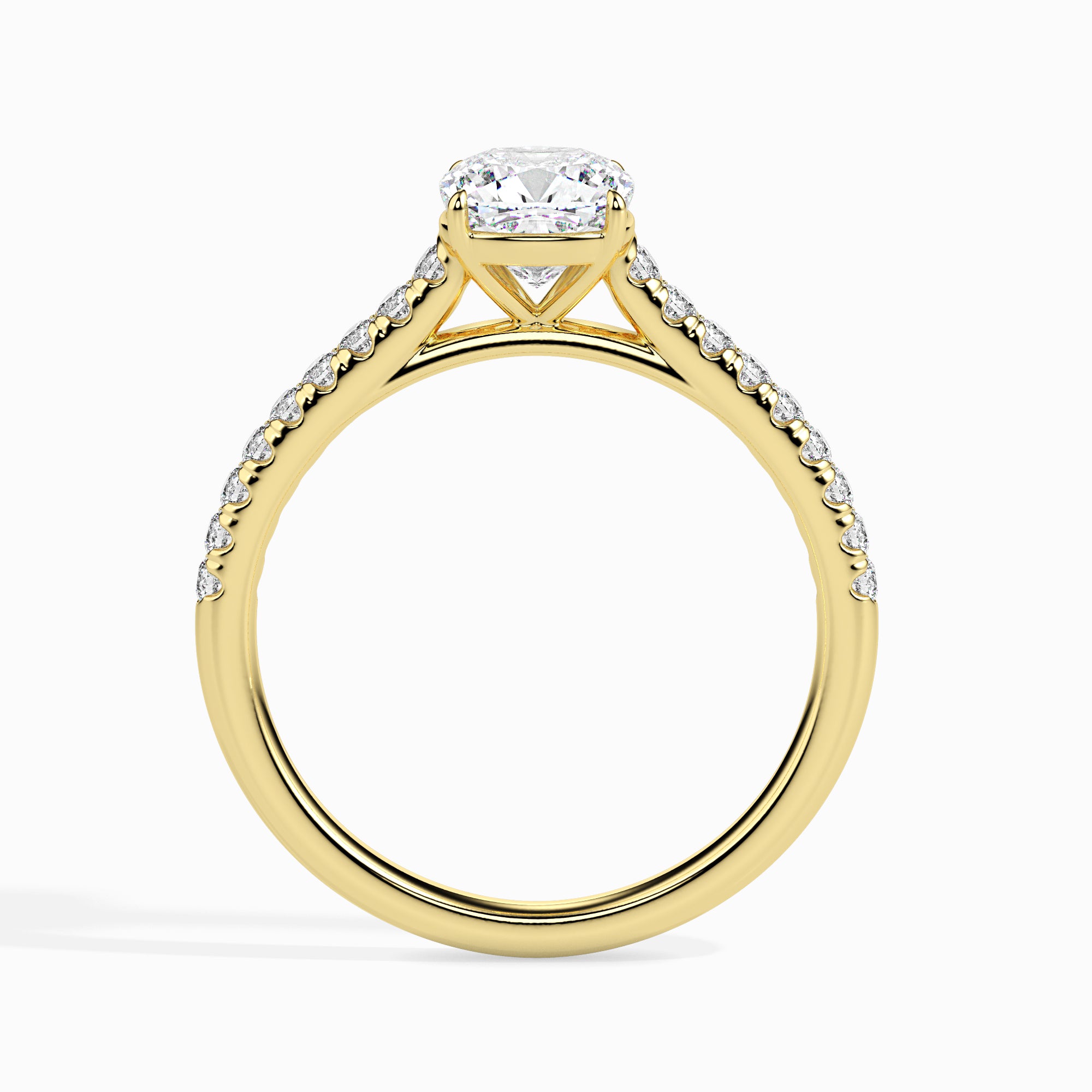 30-Pointer Cushion Cut Solitaire Diamond Shank 18K Yellow Gold Ring JL AU 19013Y