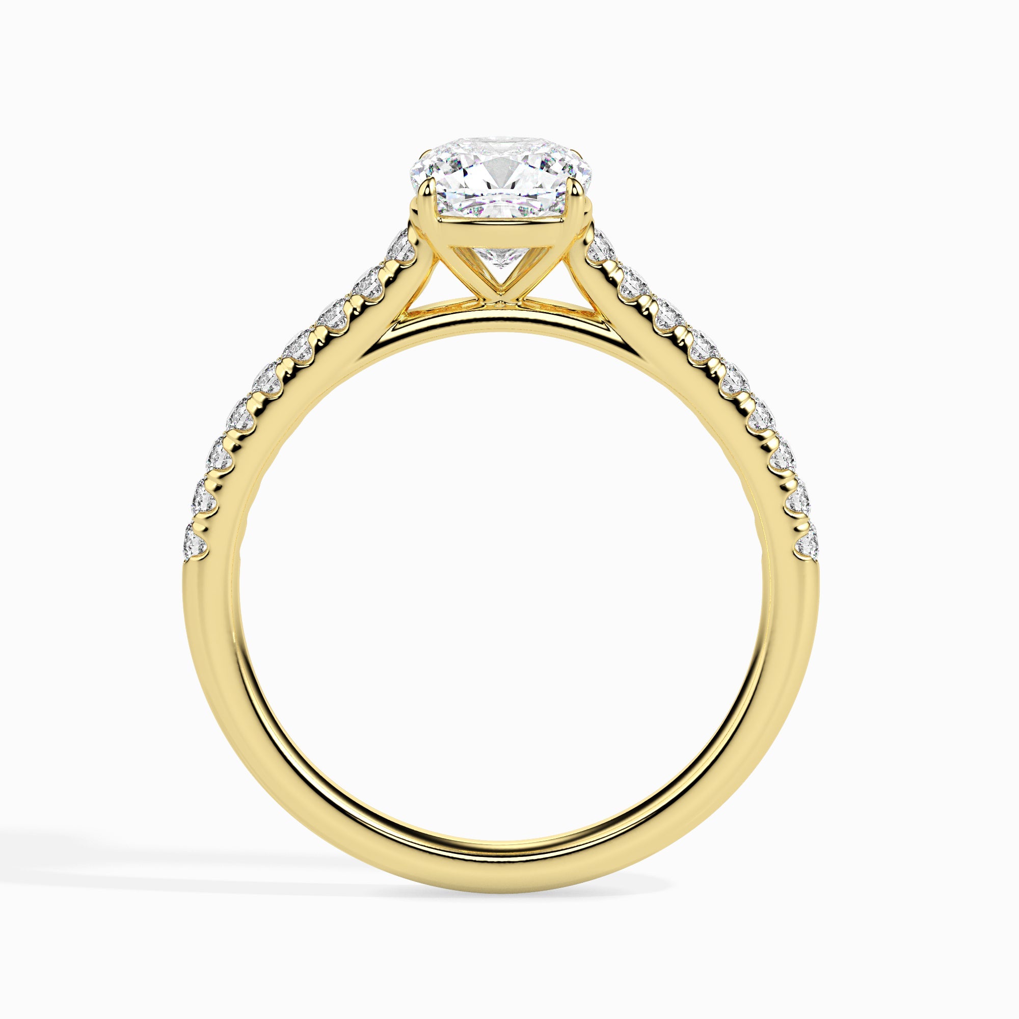 70-Pointer Cushion Cut Solitaire Diamond Shank 18K Yellow Gold Ring JL AU 19013Y-B