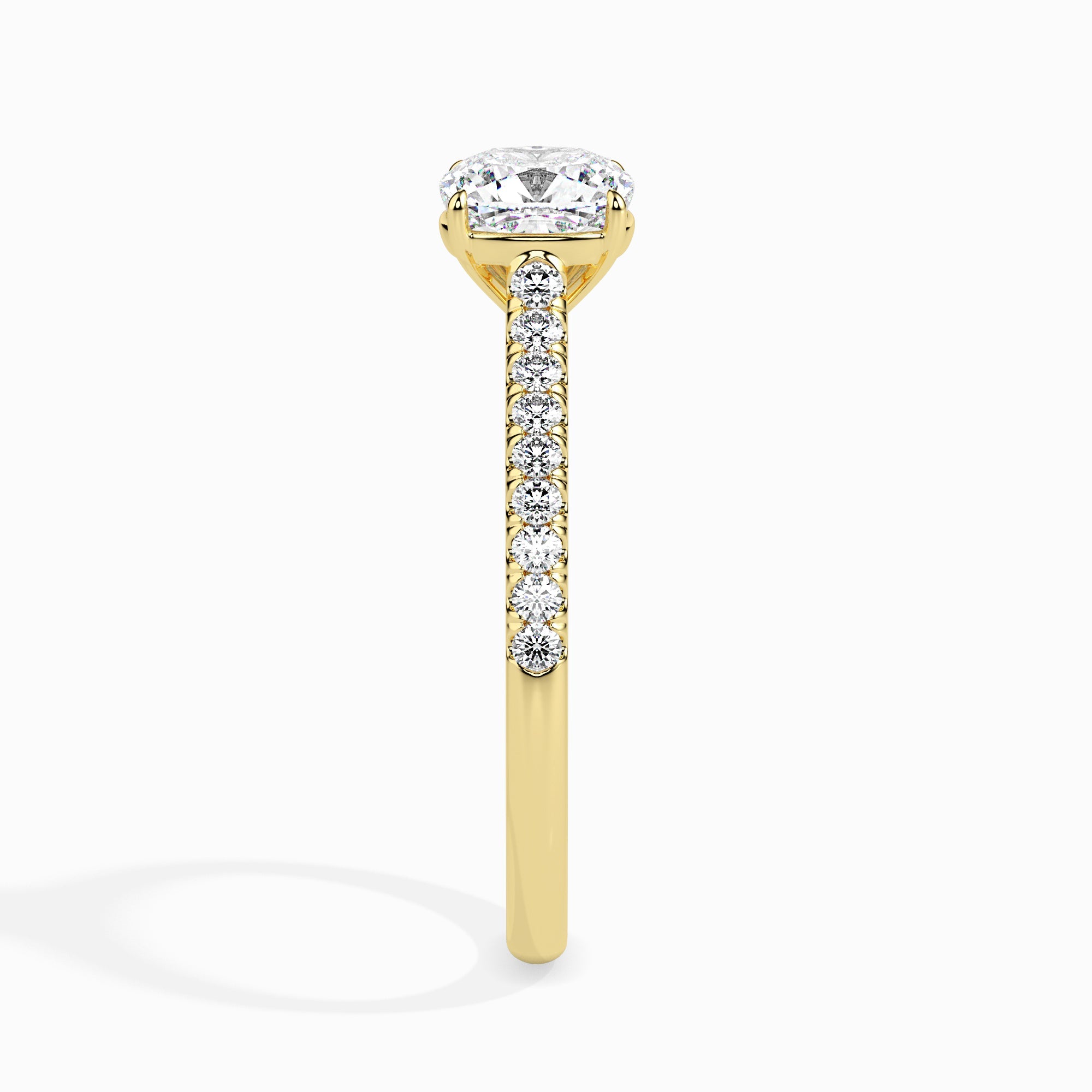 70-Pointer Cushion Cut Solitaire Diamond Shank 18K Yellow Gold Ring JL AU 19013Y-B   Jewelove.US