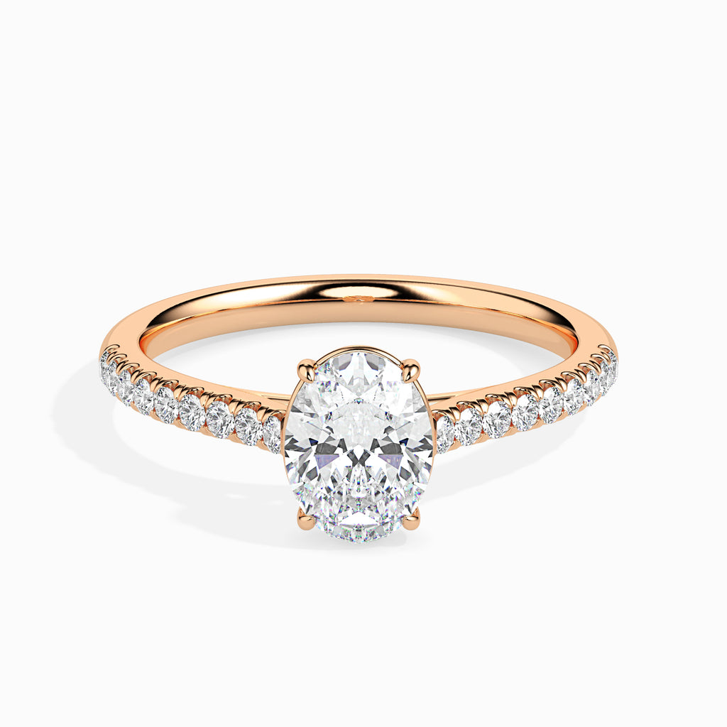 50-Pointer Oval Cut Solitaire Diamond Shank 18K Rose Gold Ring JL AU 19014R-A   Jewelove.US