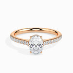 Load image into Gallery viewer, 50-Pointer Oval Cut Solitaire Diamond Shank 18K Rose Gold Ring JL AU 19014R-A
