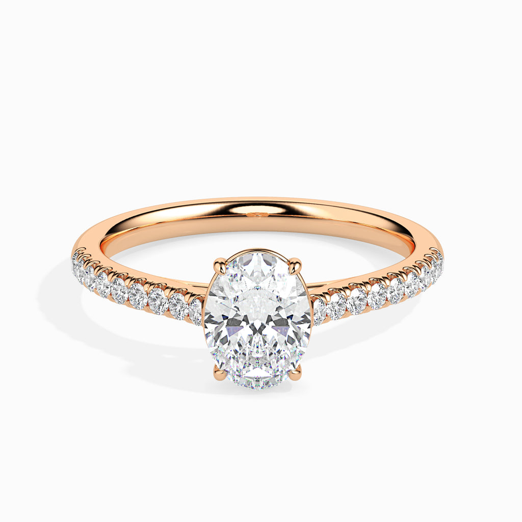 70-Pointer Oval Cut Solitaire Diamond Shank 18K Rose Gold Ring JL AU 19014R-B   Jewelove.US