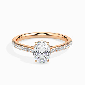 70-Pointer Oval Cut Solitaire Diamond Shank 18K Rose Gold Ring JL AU 19014R-B