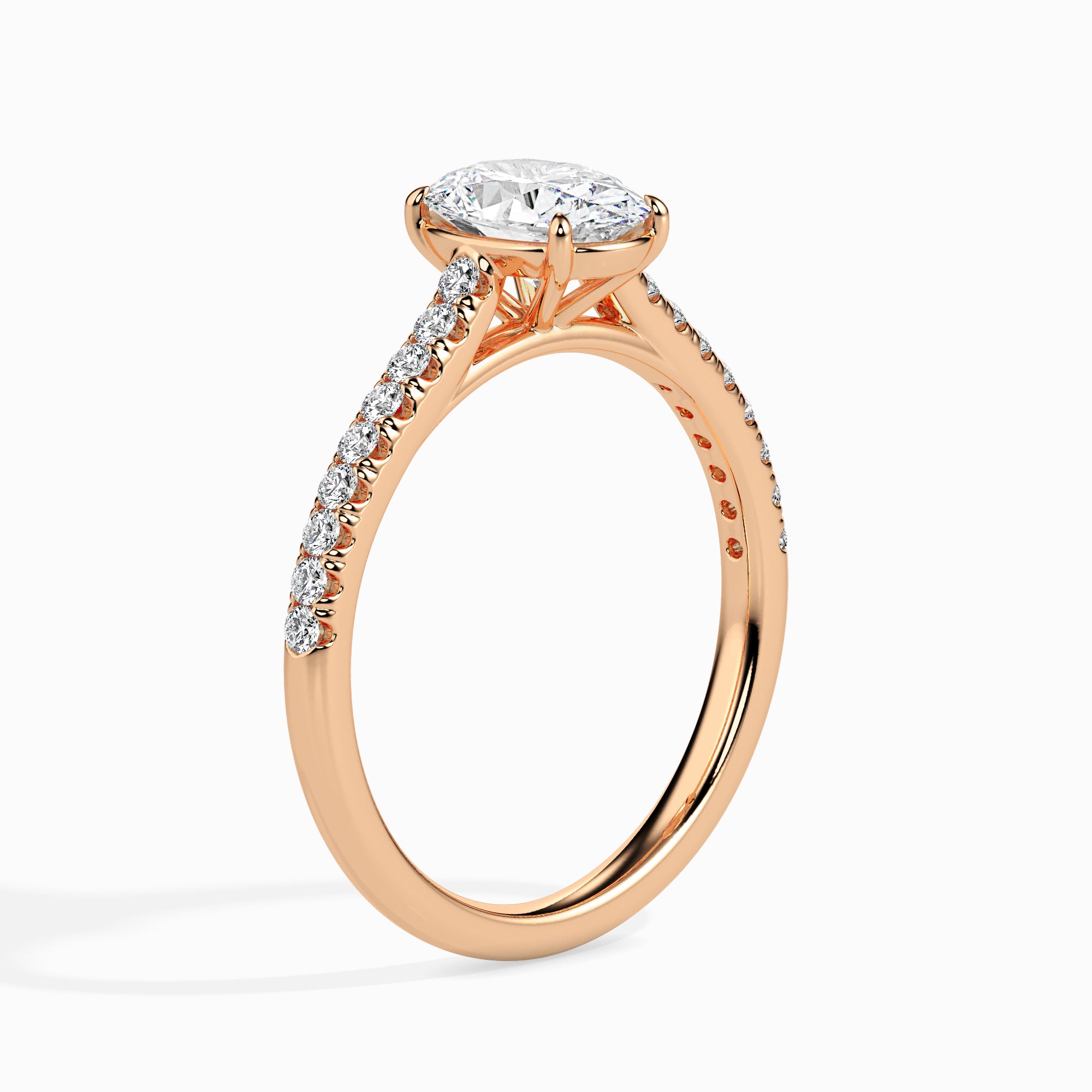 70-Pointer Oval Cut Solitaire Diamond Shank 18K Rose Gold Ring JL AU 19014R-B   Jewelove.US