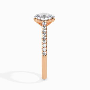 70-Pointer Oval Cut Solitaire Diamond Shank 18K Rose Gold Ring JL AU 19014R-B