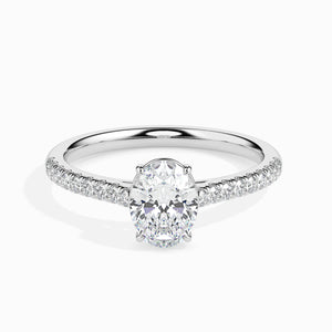 70-Pointer Oval Cut Solitaire Diamond Shank Platinum Ring JL PT 19014-B   Jewelove.US