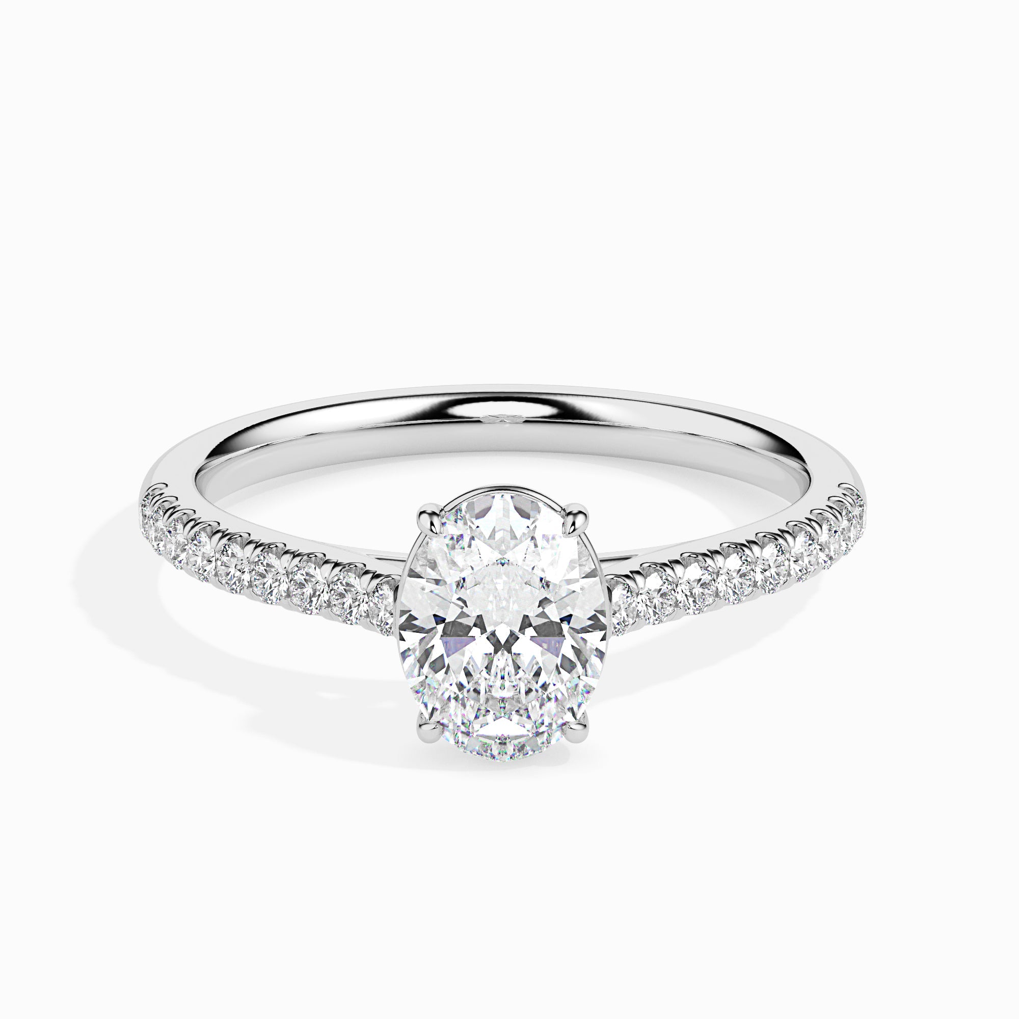 50-Pointer Oval Cut Solitaire Diamond Shank Platinum Ring JL PT 19014-A