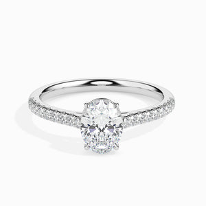 50-Pointer Oval Cut Solitaire Diamond Shank Platinum Ring JL PT 19014-A