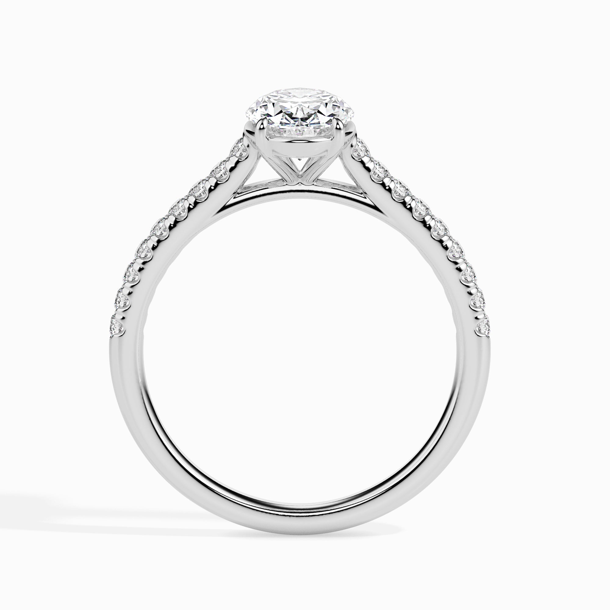 70-Pointer Oval Cut Solitaire Diamond Shank Platinum Ring JL PT 19014-B   Jewelove.US