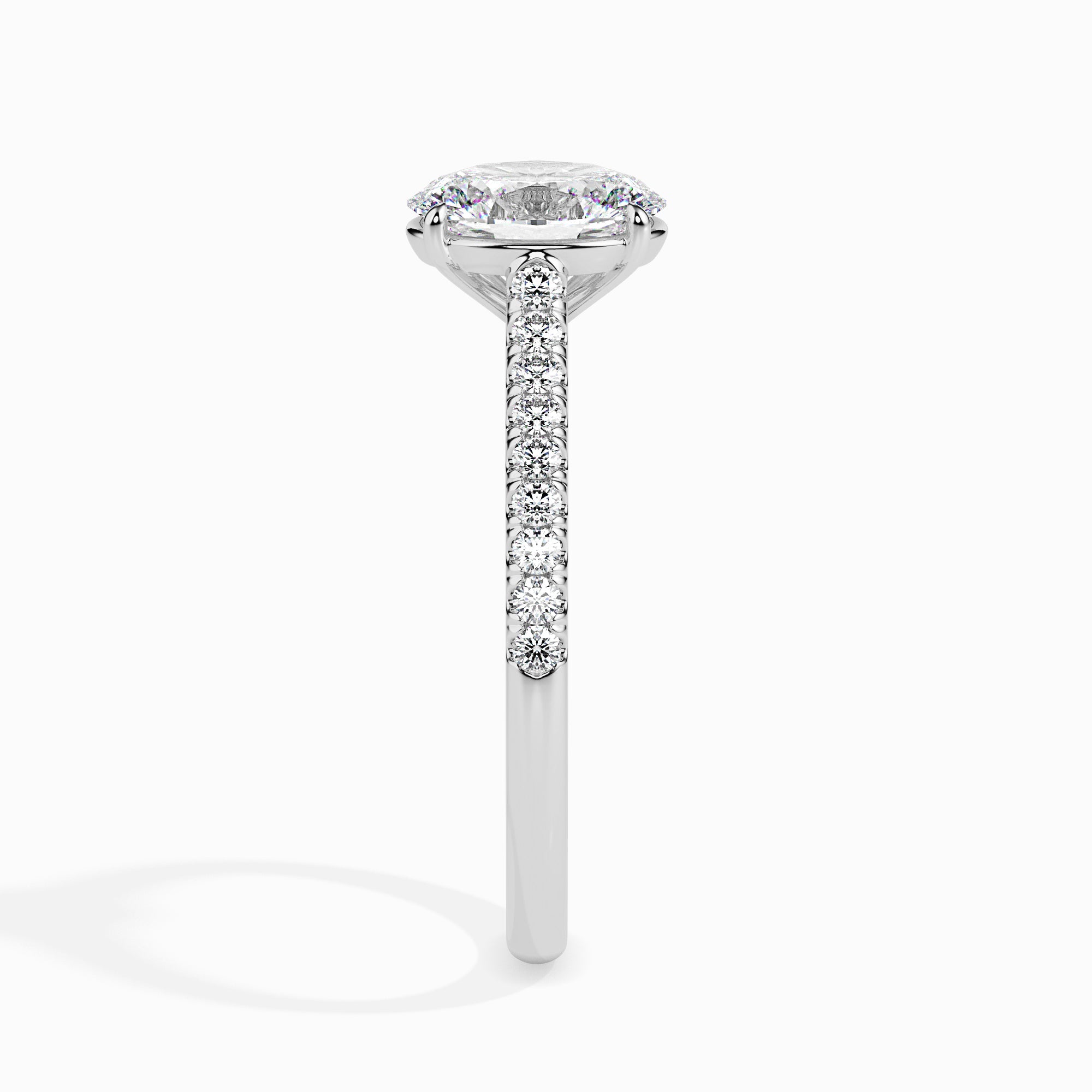 50-Pointer Oval Cut Solitaire Diamond Shank Platinum Ring JL PT 19014-A