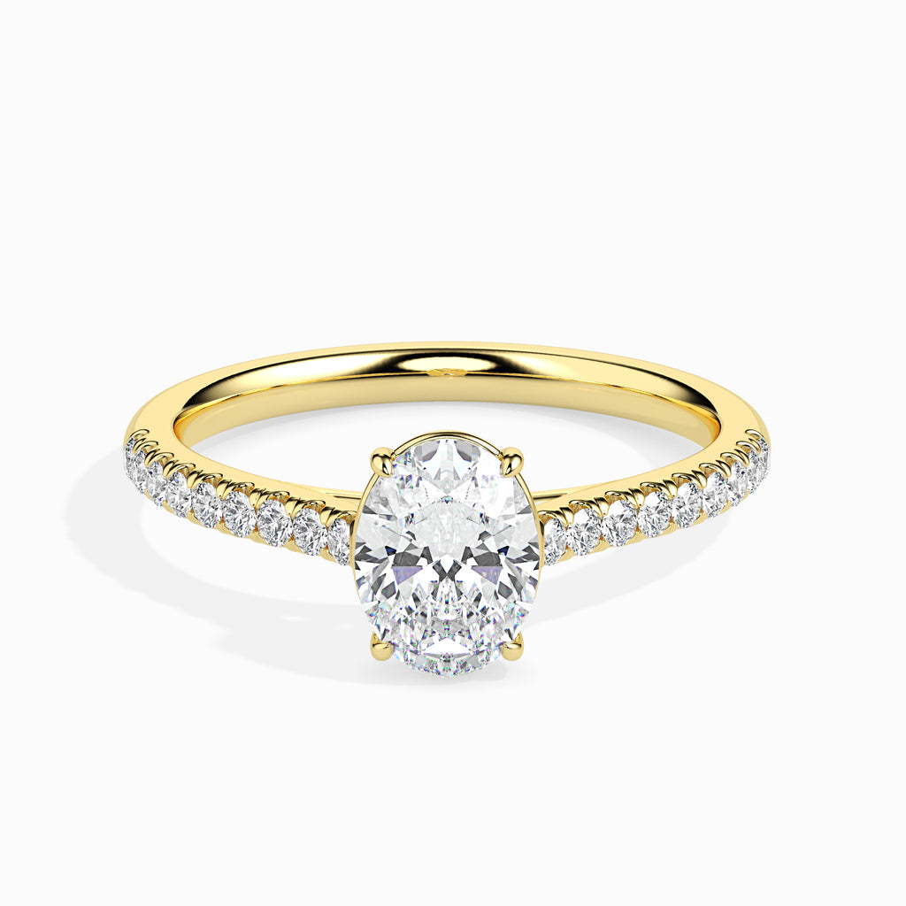50-Pointer Oval Cut Solitaire Diamond Shank 18K Yellow Gold Ring JL AU 19014Y-A   Jewelove.US