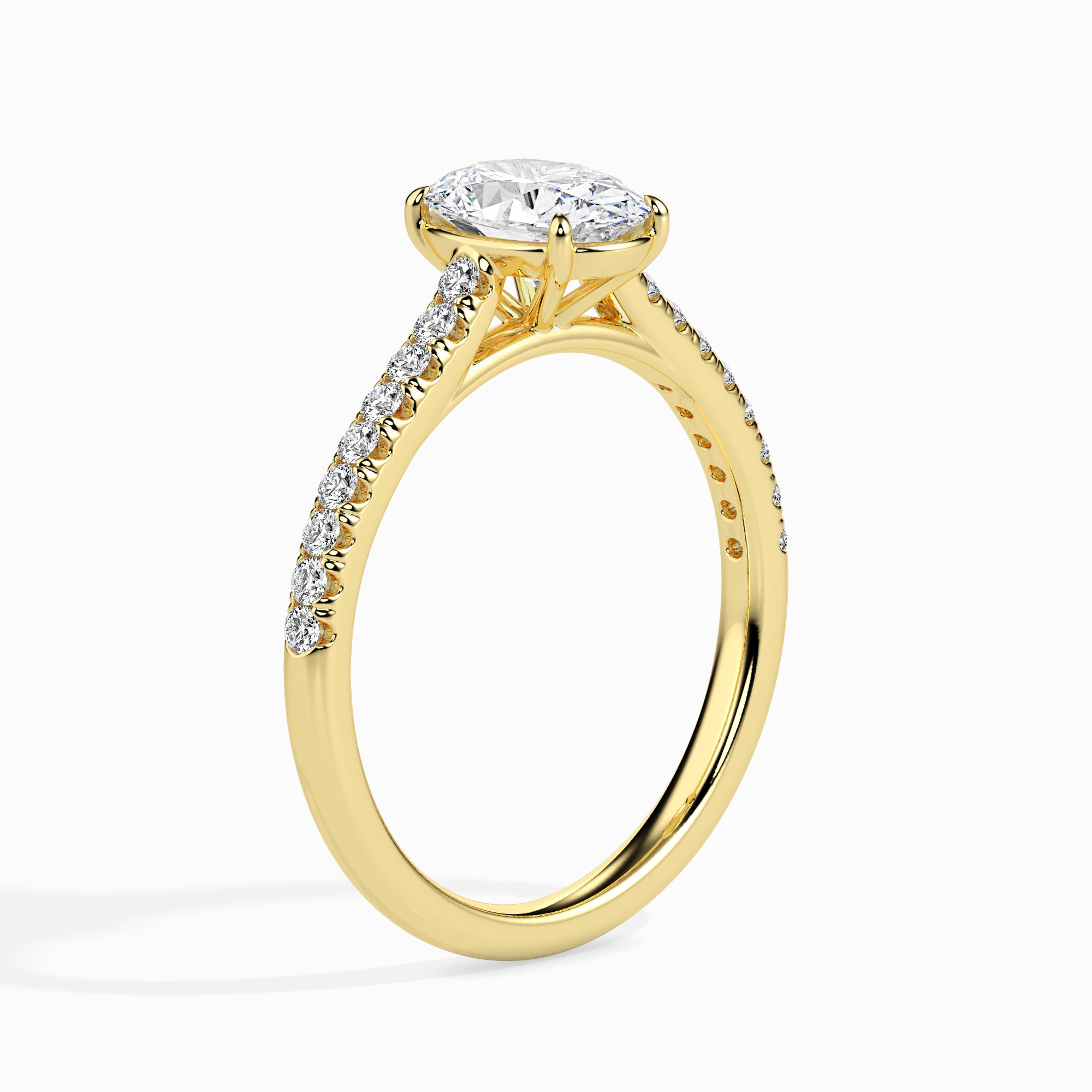 50-Pointer Oval Cut Solitaire Diamond Shank 18K Yellow Gold Ring JL AU 19014Y-A   Jewelove.US