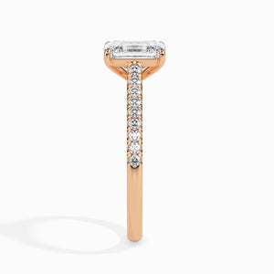 50-Pointer Emerald Cut Solitaire Diamond Shank 18K Rose Gold Solitaire Ring JL AU 19015R-A