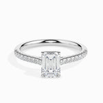 Load image into Gallery viewer, 70-Pointer Emerald Cut Solitaire Diamond Shank Platinum Ring JL PT 19015-B
