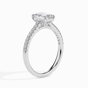 70-Pointer Emerald Cut Solitaire Diamond Shank Platinum Ring JL PT 19015-B