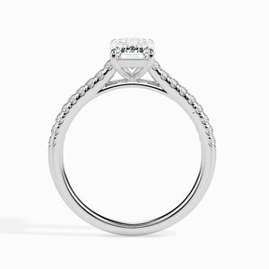 70-Pointer Emerald Cut Solitaire Diamond Shank Platinum Ring JL PT 19015-B
