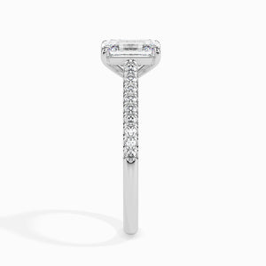 70-Pointer Emerald Cut Solitaire Diamond Shank Platinum Ring JL PT 19015-B