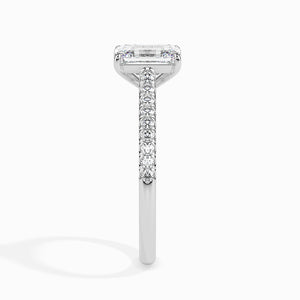 70-Pointer Emerald Cut Solitaire Diamond Shank Platinum Ring JL PT 19015-B   Jewelove.US