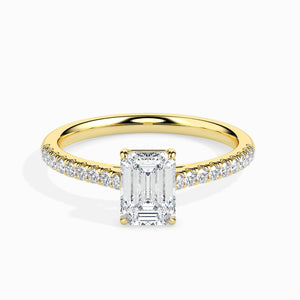 50-Pointer Emerald Cut Solitaire Diamond Shank 18K Yellow Gold Ring JL AU 19015Y-A