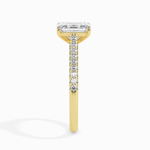 70-Pointer Emerald Cut Solitaire Diamond Shank 18K Yellow Gold Ring JL AU 19015Y-B