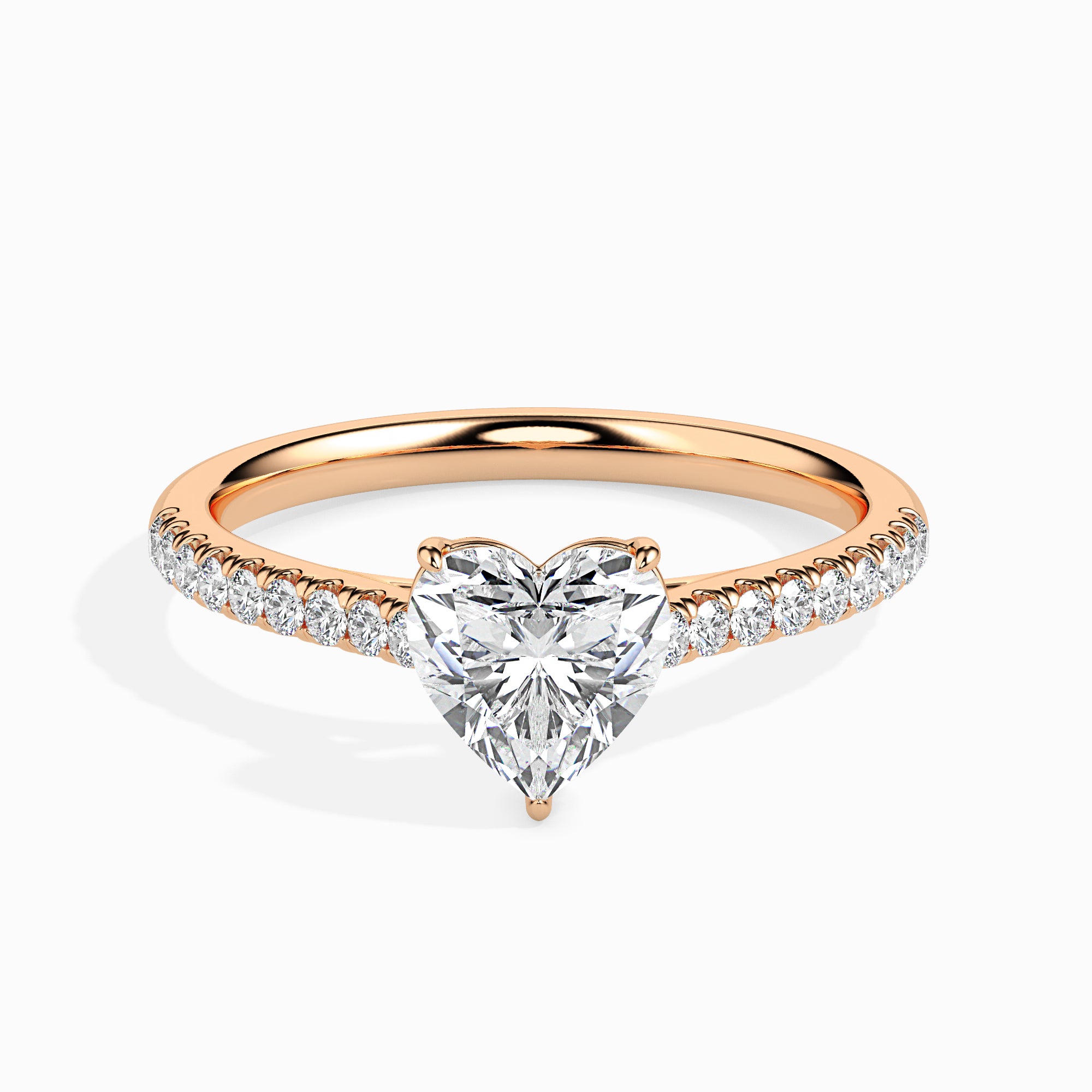 50-Pointer Heart Cut Solitaire Diamond Shank 18K Rose Gold Ring JL AU 19018R-A   Jewelove.US