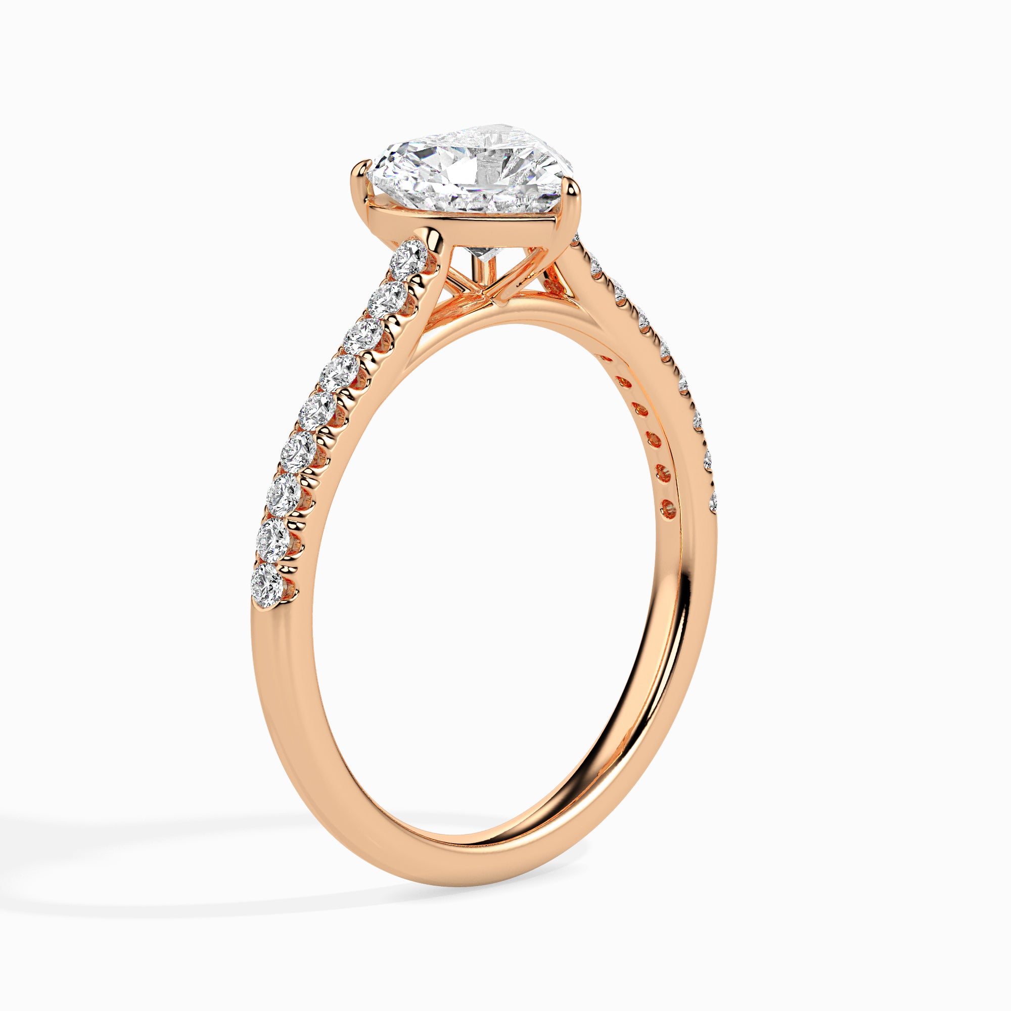 50-Pointer Heart Cut Solitaire Diamond Shank 18K Rose Gold Ring JL AU 19018R-A   Jewelove.US