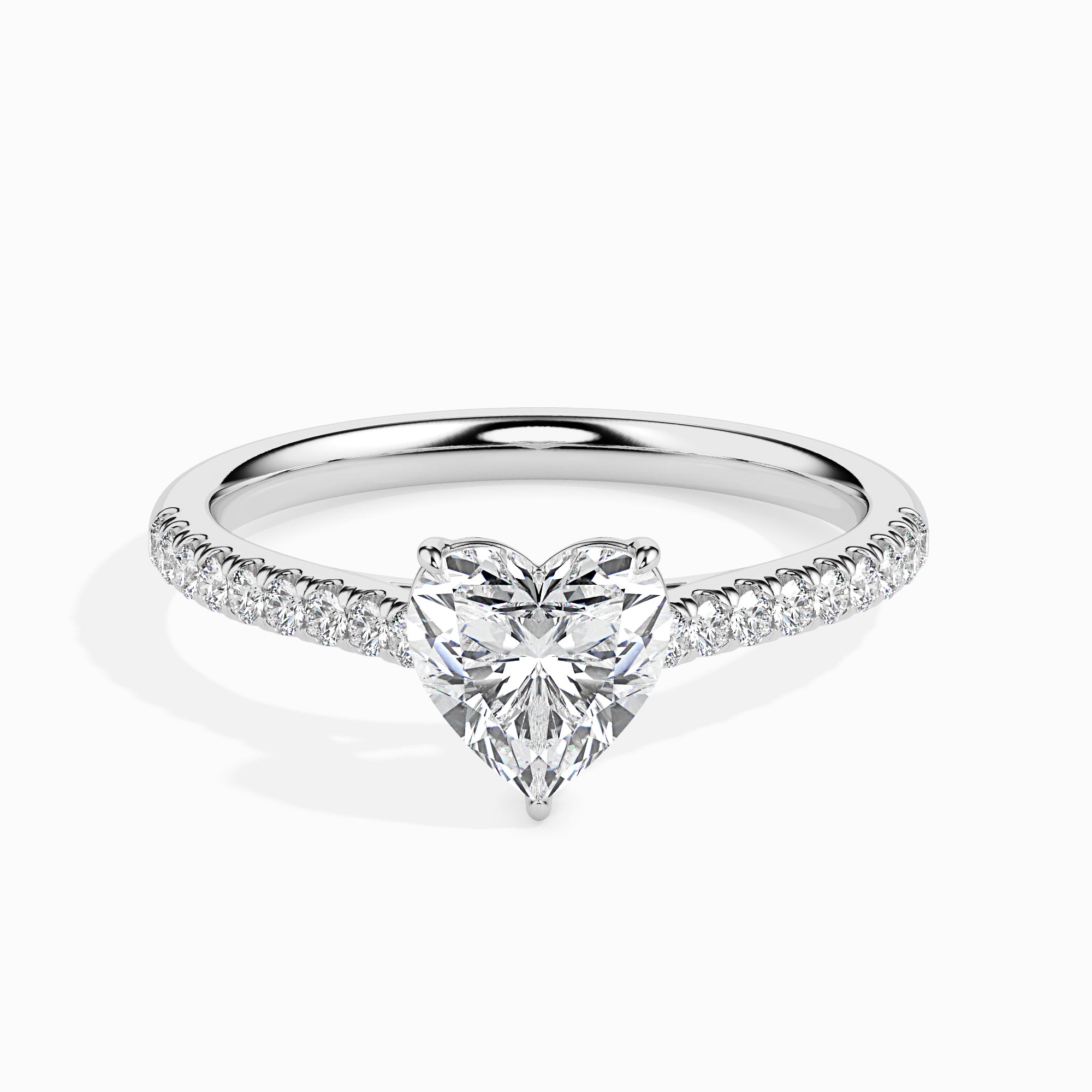 30-Pointer Heart Cut Solitaire Diamond Shank Platinum Ring JL PT 19018   Jewelove.US