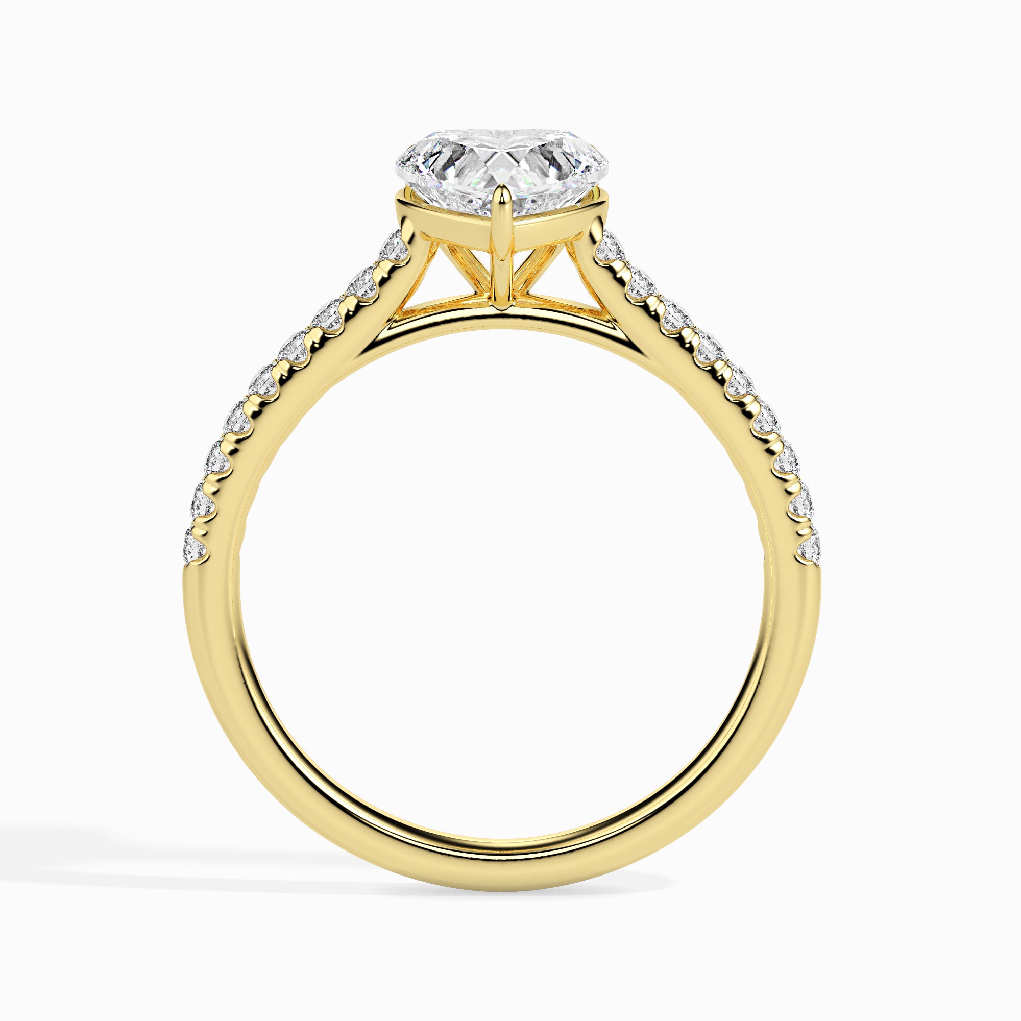 50-Pointer Heart Cut Solitaire Diamond Shank 18K Yellow Gold Ring JL AU 19018Y-A