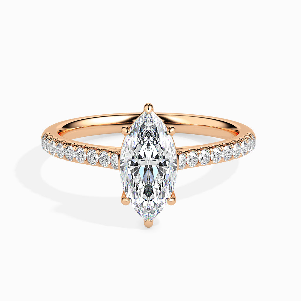 70-Pointer Marquise Cut Solitaire Diamond Shank 18K Rose Gold Ring JL AU 19019R-B   Jewelove.US