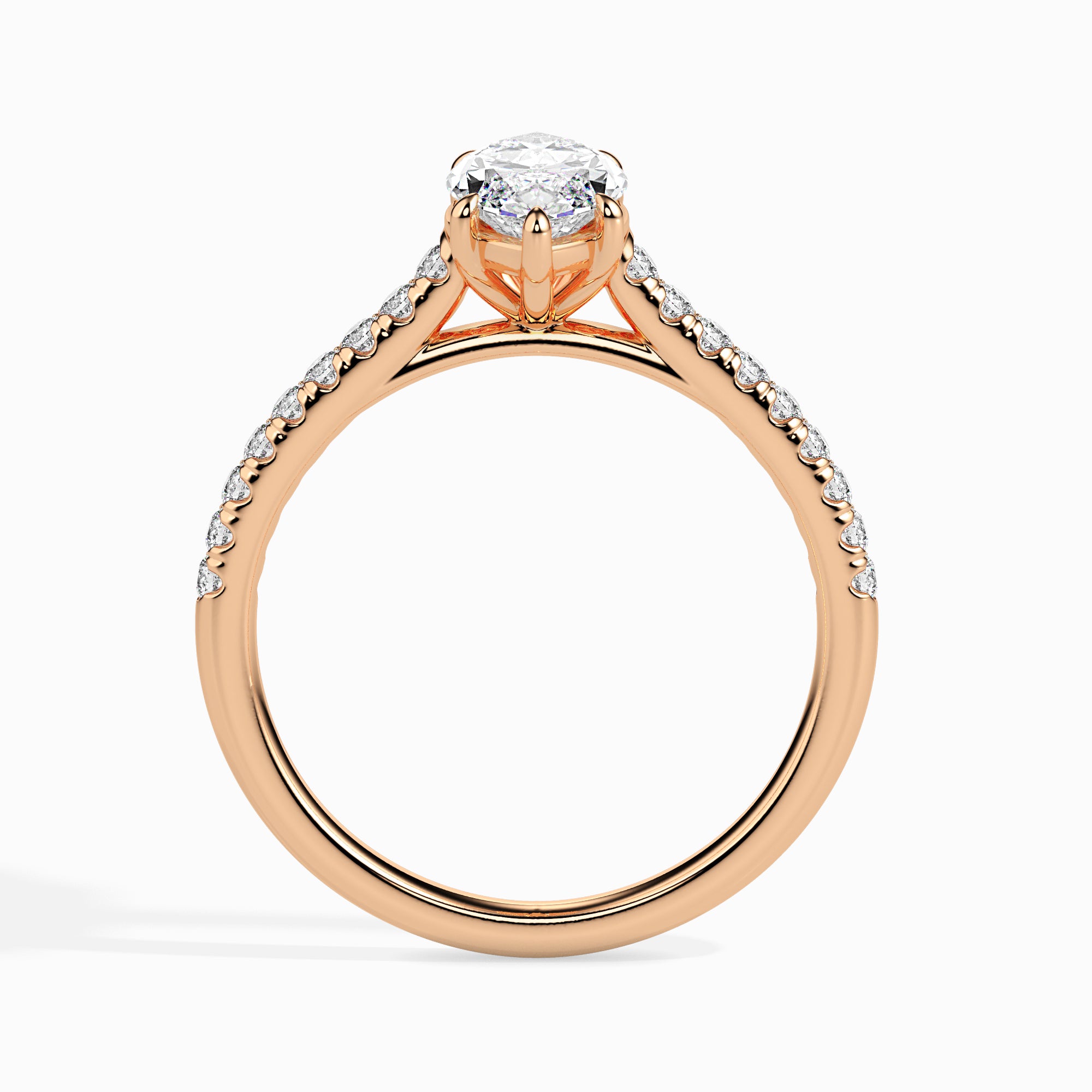 70-Pointer Marquise Cut Solitaire Diamond Shank 18K Rose Gold Ring JL AU 19019R-B