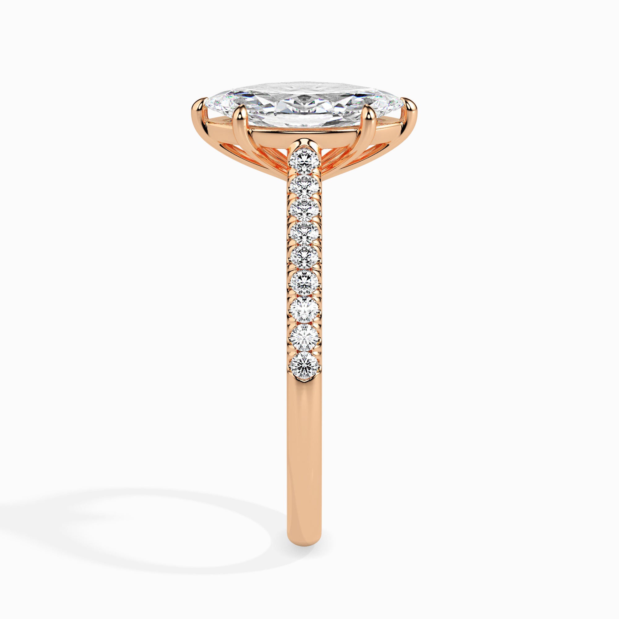 70-Pointer Marquise Cut Solitaire Diamond Shank 18K Rose Gold Ring JL AU 19019R-B
