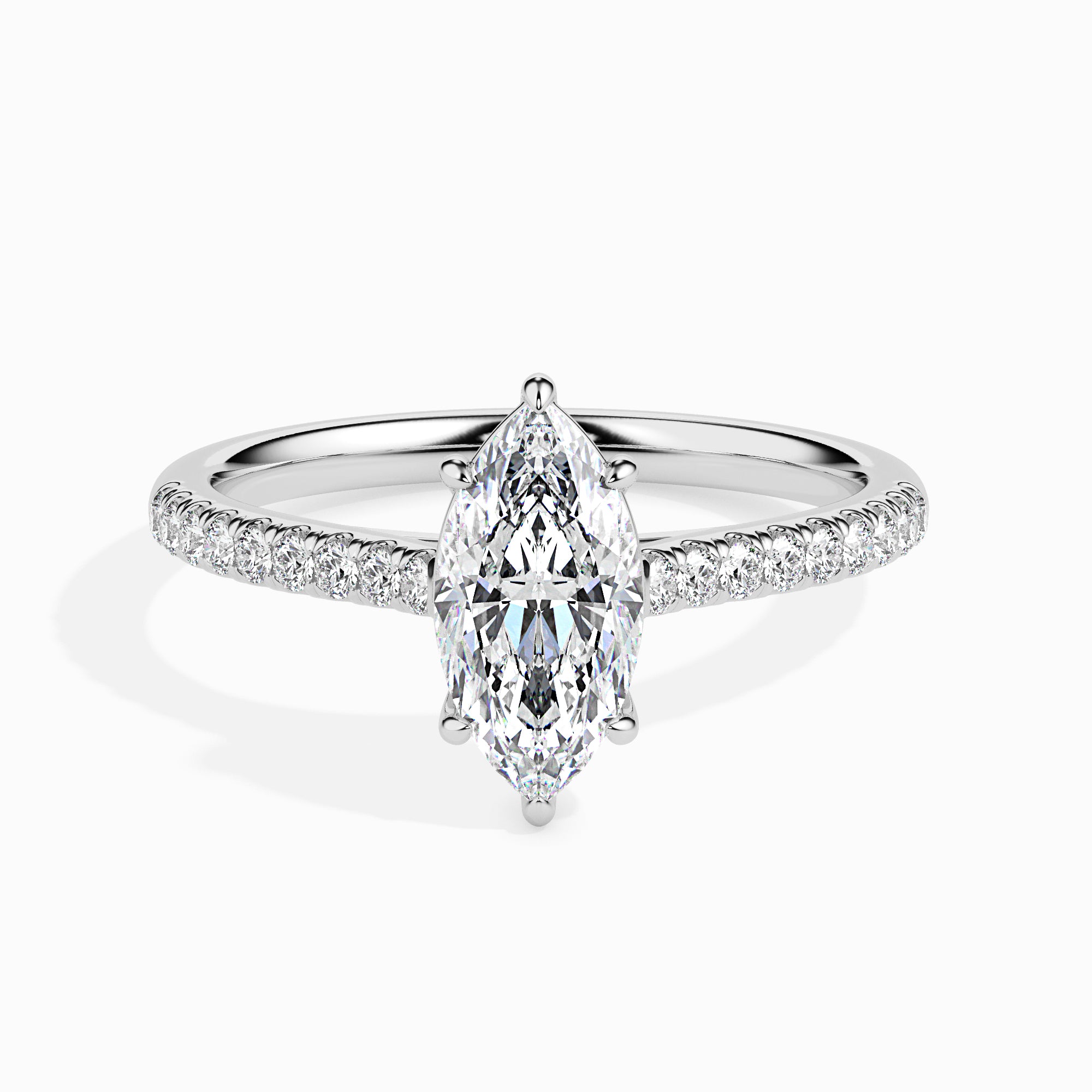 50-Pointer Marquise Cut Solitaire Diamond Shank Platinum Ring JL PT 19019-A